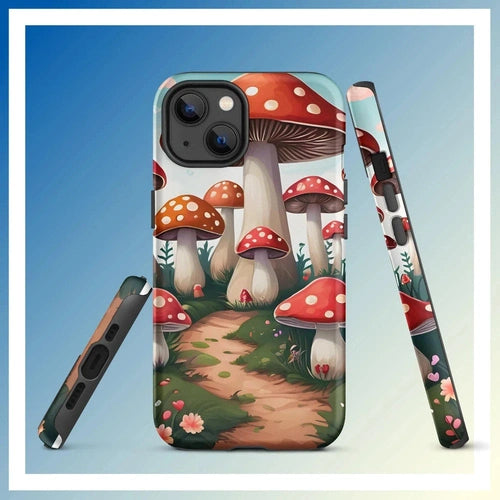 Ollieprint Mushroom Love Artwork Tough Case for iPhone® 11, 12, 13, 14, 15 - Ollie Print Designs LLC
