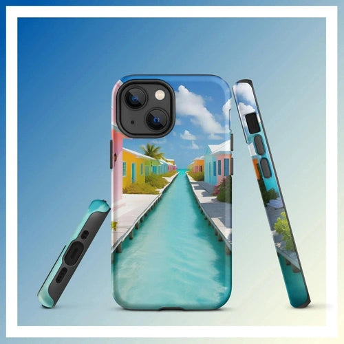 Ollieprint Overwater Hotel Art Tough Case for iPhone® 11, 12, 13, 14, 15 - Ollie Print Designs LLC