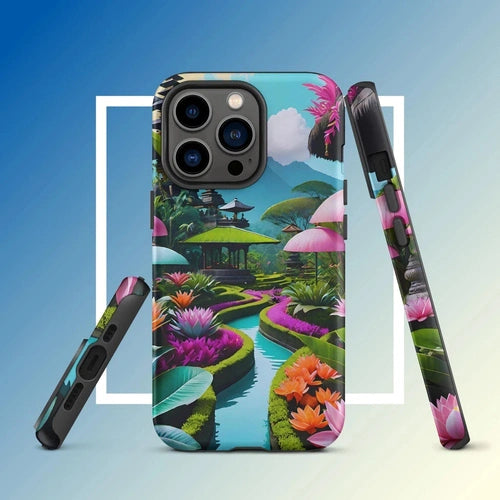 Ollieprint Asian Tea Garden Art Tough Case for iPhone® 11, 12, 13, 14, 15 - Ollie Print Designs LLC