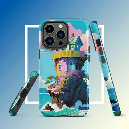 Ollieprint House on a Cliff Artwork Tough Case for iPhone® 11, 12, 13, 14, 15 - Ollie Print Designs LLC
