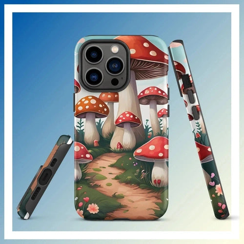 Ollieprint Mushroom Love Artwork Tough Case for iPhone® 11, 12, 13, 14, 15 - Ollie Print Designs LLC