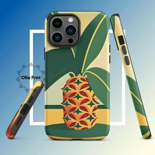 Ollieprint Pineapple Tropical Fruit Artwork Tough Case for iPhone® 11, 12, 13, 14, 15 - Ollie Print Designs LLC