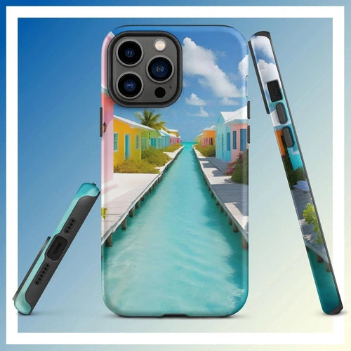 Ollieprint Overwater Hotel Art Tough Case for iPhone® 11, 12, 13, 14, 15 - Ollie Print Designs LLC
