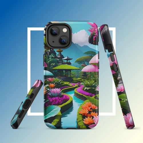 Ollieprint Asian Tea Garden Art Tough Case for iPhone® 11, 12, 13, 14, 15 - Ollie Print Designs LLC