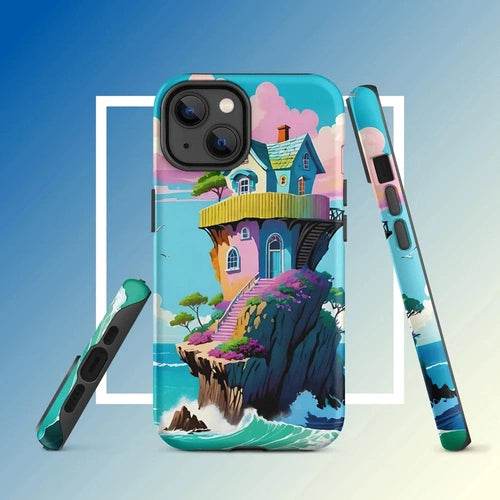 Ollieprint House on a Cliff Artwork Tough Case for iPhone® 11, 12, 13, 14, 15 - Ollie Print Designs LLC