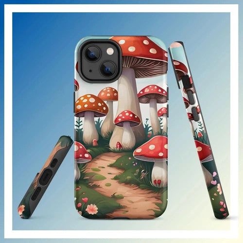 Ollieprint Mushroom Love Artwork Tough Case for iPhone® 11, 12, 13, 14, 15 - Ollie Print Designs LLC