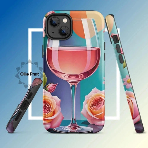 Ollieprint Rosé and Roses Tough Case for iPhone 11, 12, 13, 14, 15 - Ollie Print Designs LLC
