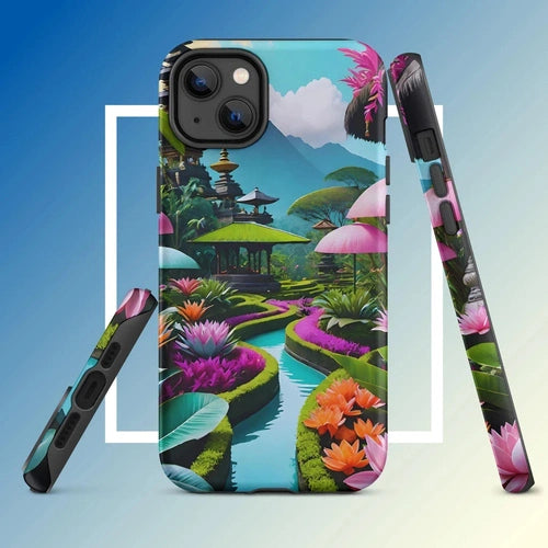 Ollieprint Asian Tea Garden Art Tough Case for iPhone® 11, 12, 13, 14, 15 - Ollie Print Designs LLC