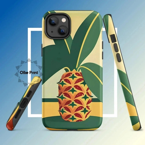 Ollieprint Pineapple Tropical Fruit Artwork Tough Case for iPhone® 11, 12, 13, 14, 15 - Ollie Print Designs LLC