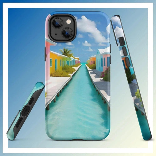Ollieprint Overwater Hotel Art Tough Case for iPhone® 11, 12, 13, 14, 15 - Ollie Print Designs LLC