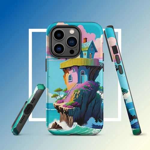 Ollieprint House on a Cliff Artwork Tough Case for iPhone® 11, 12, 13, 14, 15 - Ollie Print Designs LLC
