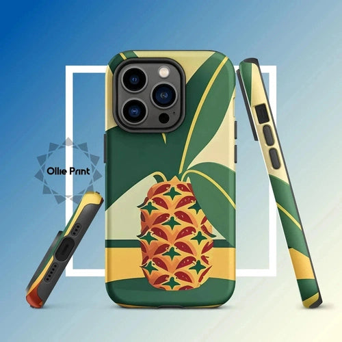 Ollieprint Pineapple Tropical Fruit Artwork Tough Case for iPhone® 11, 12, 13, 14, 15 - Ollie Print Designs LLC