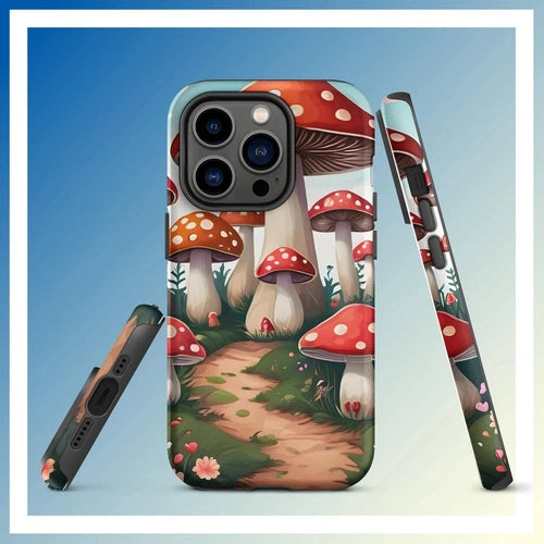 Ollieprint Mushroom Love Artwork Tough Case for iPhone® 11, 12, 13, 14, 15 - Ollie Print Designs LLC