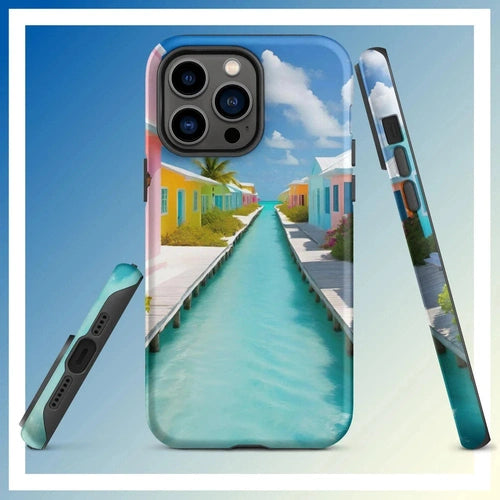 Ollieprint Overwater Hotel Art Tough Case for iPhone® 11, 12, 13, 14, 15