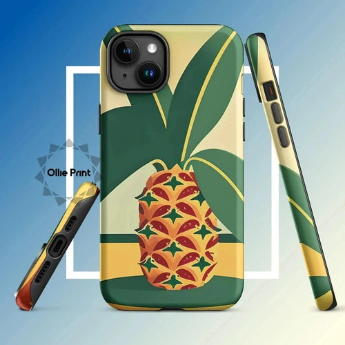 Ollieprint Pineapple Tropical Fruit Artwork Tough Case for iPhone® 11, 12, 13, 14, 15