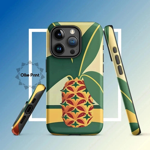 Ollieprint Pineapple Tropical Fruit Artwork Tough Case for iPhone® 11, 12, 13, 14, 15