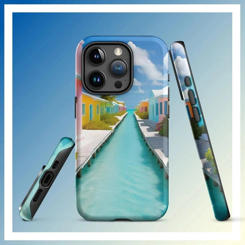 Ollieprint Overwater Hotel Art Tough Case for iPhone® 11, 12, 13, 14, 15