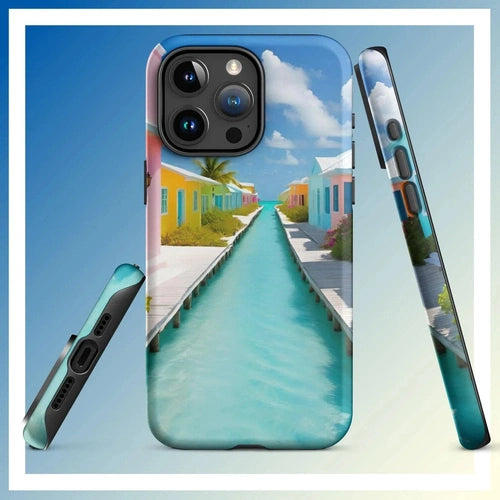 Ollieprint Overwater Hotel Art Tough Case for iPhone® 11, 12, 13, 14, 15