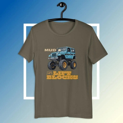 Mud Rocks and Lift Blocks Lifted Offroad Truck Tee t-shirt - Ollie Print Designs LLC