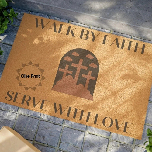 Walk by Faith Serve with Love Doormat - Ollie Print Designs LLC