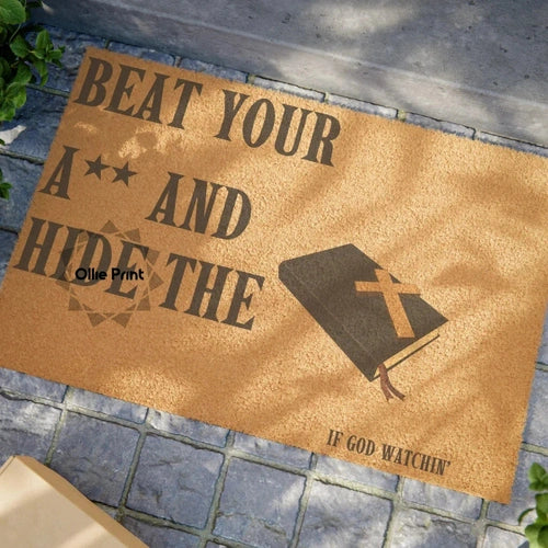 Not Like Us Hide the Bible Rap Lyrics Doormat - Ollie Print Designs LLC