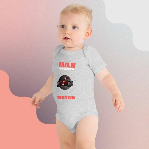 Milk Powered Motors Formula 1 Baby short sleeve one piece - Ollie Print Designs LLC