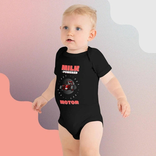 Milk Powered Motors Formula 1 Baby short sleeve one piece - Ollie Print Designs LLC