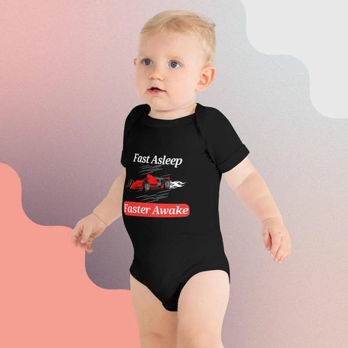 Fast Asleep Faster Awake Baby short sleeve one piece - Ollie Print Designs LLC