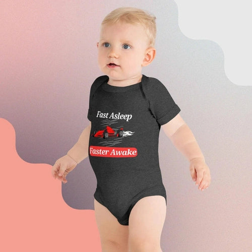 Fast Asleep Faster Awake Baby short sleeve one piece - Ollie Print Designs LLC