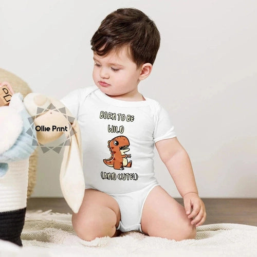 Baby Born To Be Wild (And Cute!) Short Sleeve One Piece - Ollie Print Designs LLC