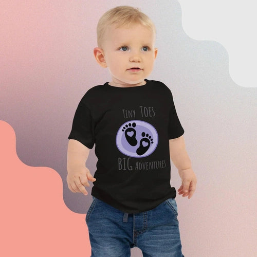 Baby Tiny Toes Big Adventures Jersey Short Sleeve Tee - Ollie Print Designs LLC