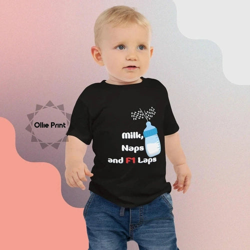 Baby Milk Naps and F1 Laps Formula 1 Jersey Short Sleeve Tee - Ollie Print Designs LLC