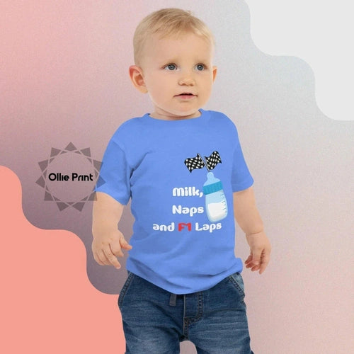 Baby Milk Naps and F1 Laps Formula 1 Jersey Short Sleeve Tee - Ollie Print Designs LLC