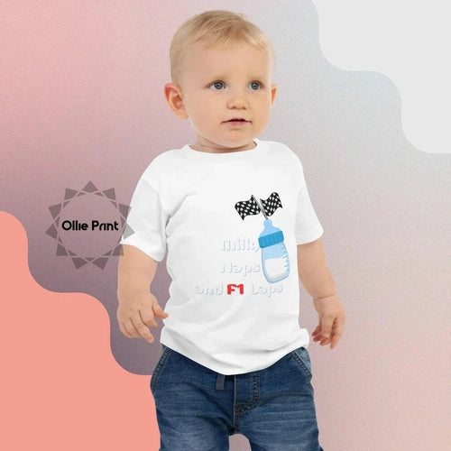 Baby Milk Naps and F1 Laps Formula 1 Jersey Short Sleeve Tee - Ollie Print Designs LLC