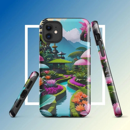 Ollieprint Asian Tea Garden Art Tough Case for iPhone® 11, 12, 13, 14, 15 - Ollie Print Designs LLC