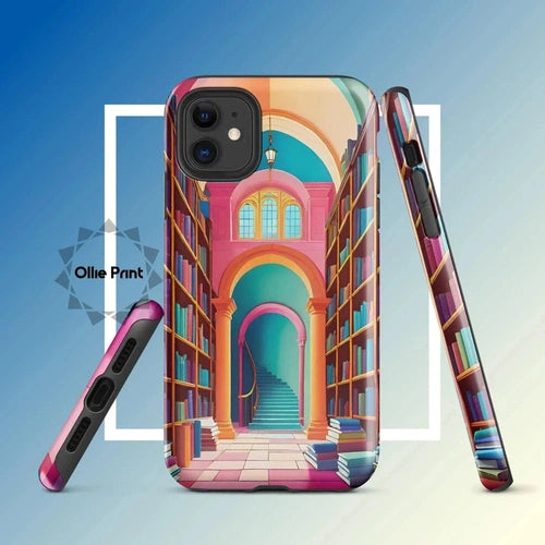 Ollieprint Enchanting Library Art Tough Case for iPhone® 11, 12, 13, 14, 15 - Ollie Print Designs LLC