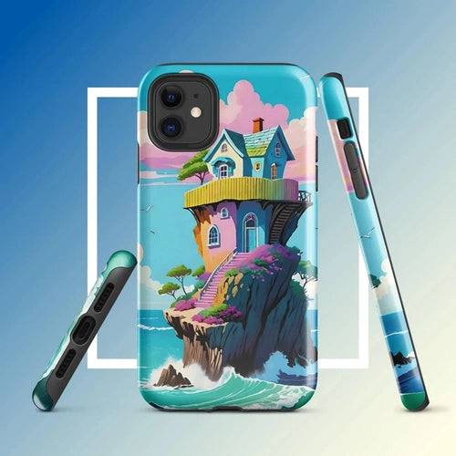 Ollieprint House on a Cliff Artwork Tough Case for iPhone® 11, 12, 13, 14, 15 - Ollie Print Designs LLC