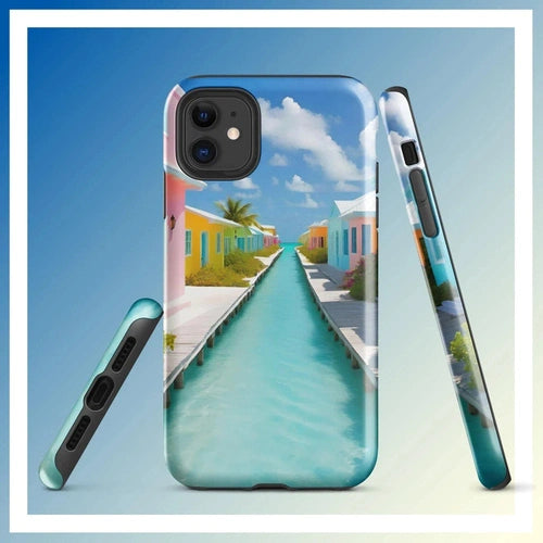 Ollieprint Overwater Hotel Art Tough Case for iPhone® 11, 12, 13, 14, 15 - Ollie Print Designs LLC