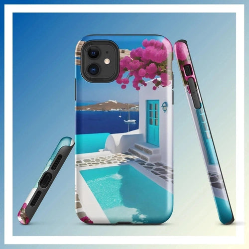 Ollieprint Greece Seaside Dream Artwork Tough Case for iPhone® 11, 12, 13, 14, 15 - Ollie Print Designs LLC