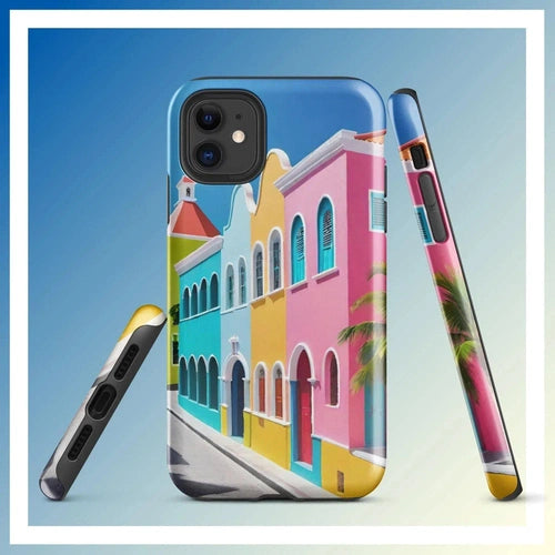 Ollieprint Dutch Caribbean City Artwork Tough Case for iPhone® 11, 12, 13, 14, 15 - Ollie Print Designs LLC