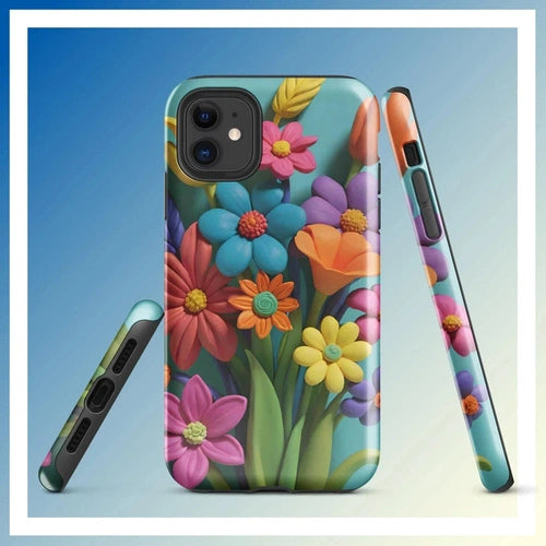 Ollie Print Clay Flower Bouquet Tough Case for iPhone® 11, 12, 13, 14, 15 - Ollie Print Designs LLC