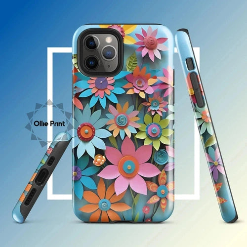 Ollieprint Paper Flowers Art Tough Case for iPhone® 11, 12, 13, 14, 15 - Ollie Print Designs LLC