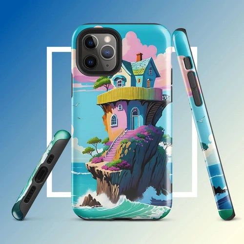 Ollieprint House on a Cliff Artwork Tough Case for iPhone® 11, 12, 13, 14, 15 - Ollie Print Designs LLC