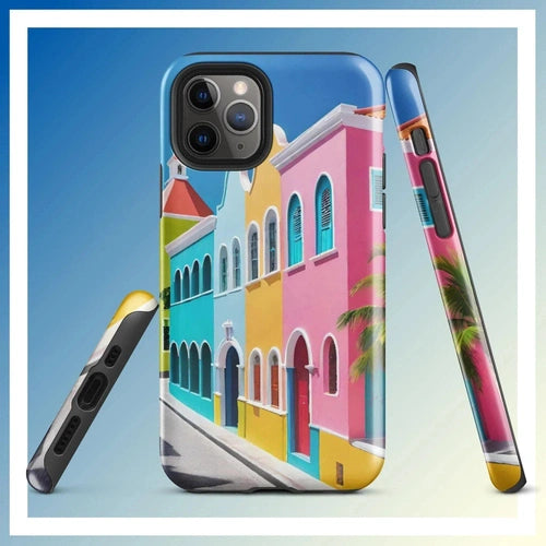 Ollieprint Dutch Caribbean City Artwork Tough Case for iPhone® 11, 12, 13, 14, 15 - Ollie Print Designs LLC