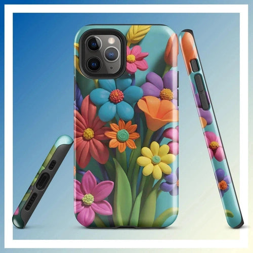 Ollie Print Clay Flower Bouquet Tough Case for iPhone® 11, 12, 13, 14, 15 - Ollie Print Designs LLC