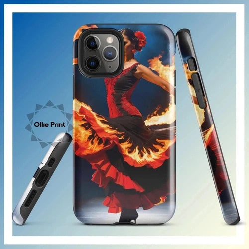 Ollieprint Fire Flamenco Dancer Art Tough Case for iPhone® 11, 12, 13, 14, 15 - Ollie Print Designs LLC