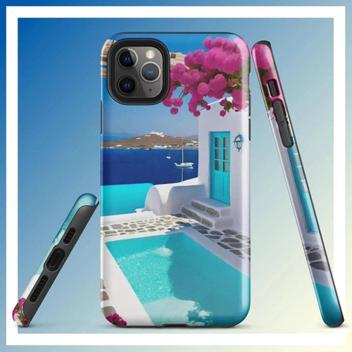 Ollieprint Greece Seaside Dream Artwork Tough Case for iPhone® 11, 12, 13, 14, 15 - Ollie Print Designs LLC