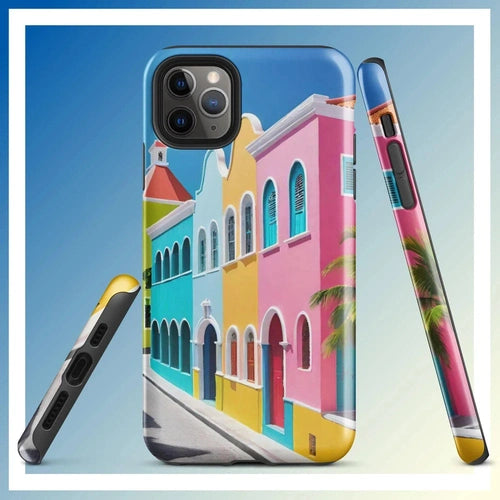 Ollieprint Dutch Caribbean City Artwork Tough Case for iPhone® 11, 12, 13, 14, 15 - Ollie Print Designs LLC