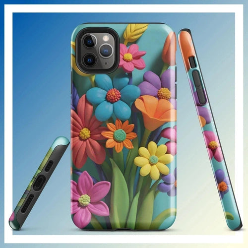 Ollie Print Clay Flower Bouquet Tough Case for iPhone® 11, 12, 13, 14, 15 - Ollie Print Designs LLC