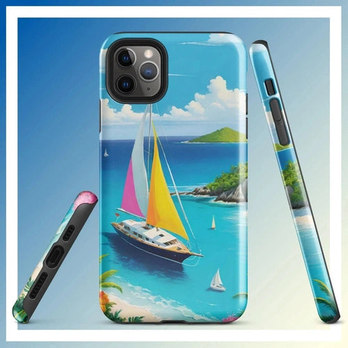 Ollieprint Sail Away to Paradise Art Tough Case for iPhone® 11, 12, 13, 14, 15 - Ollie Print Designs LLC